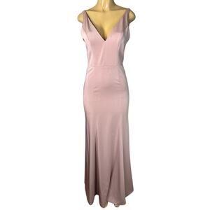 Jenny Yoo Collection Sleeveless Gown V-Neck Maxi Dress Light Pink Size 6